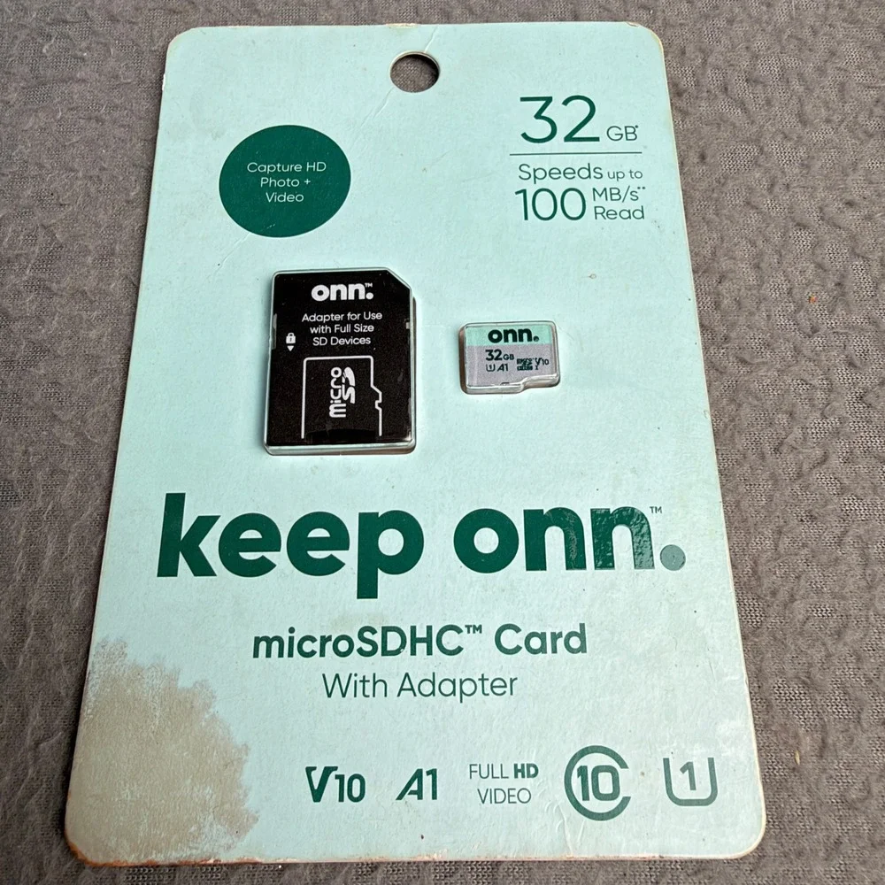 onn. 32GB microSDHC Memory Card with SD Adapter Class 10 U1 V10 A1 100MB/s